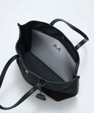 TOPKAPI 【Breath TOPKAPI】レザーコンビ 雑材風 シンプル トートバッグ チャーム付き　A4 / 軽量 ブラック