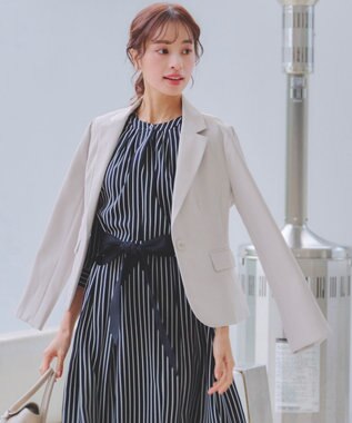 Tiaclasse L 【ダブルクロス・洗える】テーラードジャケット グレージュ