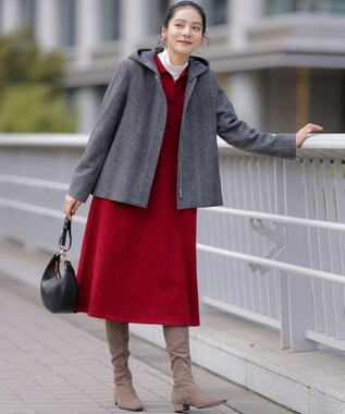 組曲 【加藤ローサさん着用】スキッパーニット ワンピース レッド系