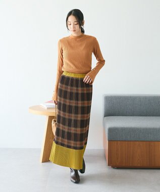 CRAFT STANDARD BOUTIQUE 洗える/とてもち袖フレア釦ボトルネックニットプルオーバー/24AW Camel