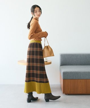 CRAFT STANDARD BOUTIQUE 洗える/とてもち袖フレア釦ボトルネックニットプルオーバー/24AW Camel