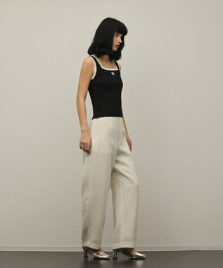 GRACE CONTINENTAL バイカラーリブニットノースリーブ ブラック