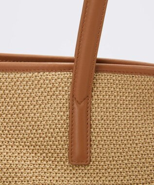 TOPKAPI 【Breath TOPKAPI】レザーコンビ 雑材風 シンプル トートバッグ チャーム付き　A4 / 軽量 ベージュ