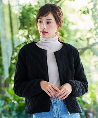 Tiaclasse ボアキルトショートジャケット ブラック