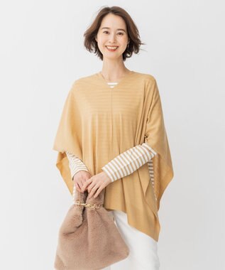 自由区 【洗える/セットアイテム】マルチWAYコンビ ニットポンチョ×プルオーバー キャメル系1