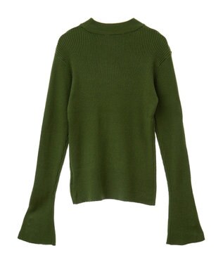 CRAFT STANDARD BOUTIQUE 洗える/とてもち袖フレア釦ボトルネックニットプルオーバー/24AW Green