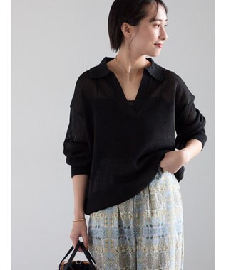 Te chichi メッシュスキッパーポロニット ブラック