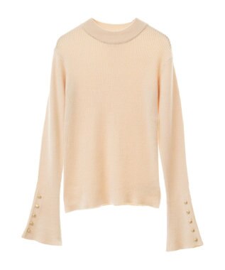CRAFT STANDARD BOUTIQUE 洗える/とてもち袖フレア釦ボトルネックニットプルオーバー/24AW Ivory