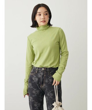 Green Parks カットリブタートルネックプルオーバー Light Green