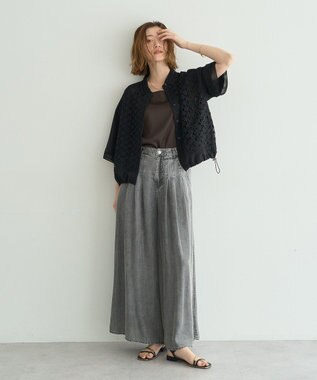 YECCA VECCA レースMIXレイヤードハーフスリーブシャツ Black