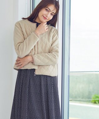 Tiaclasse ボアキルトショートジャケット アイボリー