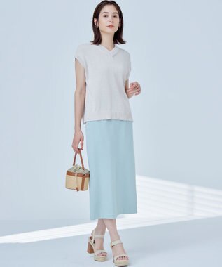 組曲 S 【WEB限定】ストライプジャガード タイトスカート クリームミント系