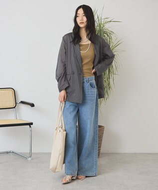 AMERICAN HOLIC シアーストライプジャケット Charcoal Gray