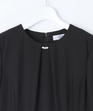 J.PRESS LADIES S 【洗える】ストレッチバックサテンジョーゼット Aライン ワンピース ブラック系