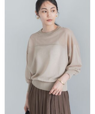 Te chichi 14G前後2WAYクルーカーディガン ベージュ