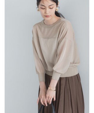 Te chichi 14G前後2WAYクルーカーディガン ベージュ