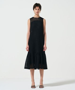 GRACE CONTINENTAL チュールチェックワンピース ブラック