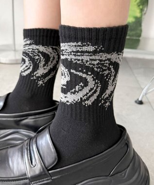 WEGO グラフィックデザインソックス ブラック