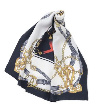 uncrave チェーン シルクスカーフ ネイビー