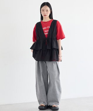 earth music&ecology アソートプリントＴシャツ Red