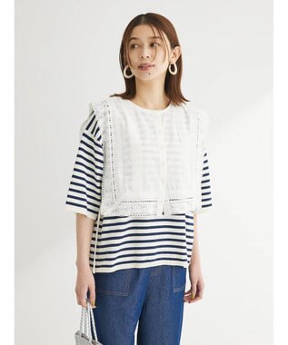 Green Parks インド綿　スクエアレース衿 Off White