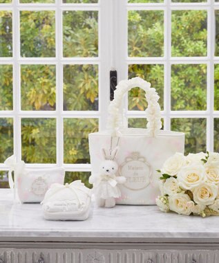 Maison de FLEUR マリエペタルパールフリルハンドルトートバッグ Off White