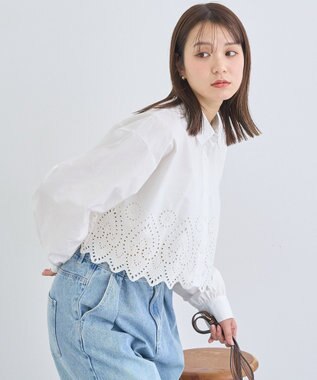 earth music&ecology スカラップトリムシャツ Off White