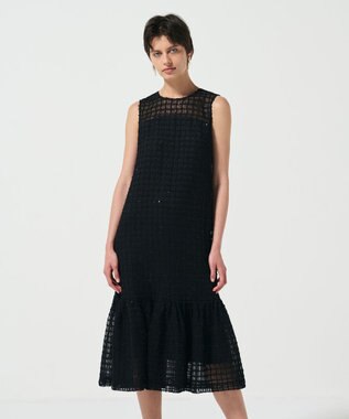 GRACE CONTINENTAL チュールチェックワンピース ブラック