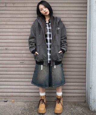 WEGO 【ユニセックス着用ITEM/MLサイズ展開】ワーカーズフードブルゾン デニムブラックソノタ