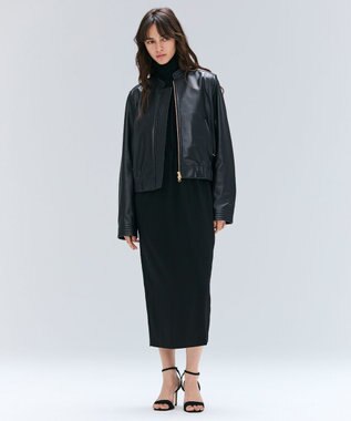 BEIGE， 【andGIRL 秋号掲載】CLYDE / ステッチデザインラムレザーブルゾン Black