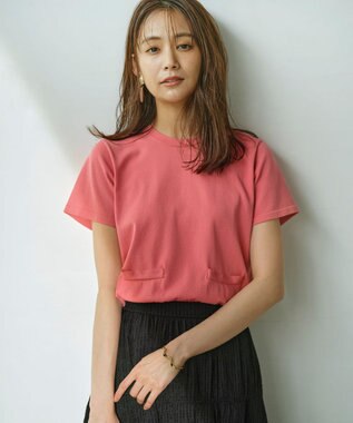 組曲 S 【洗える・6色展開】ポケット付き 半袖ニット インカローズ系