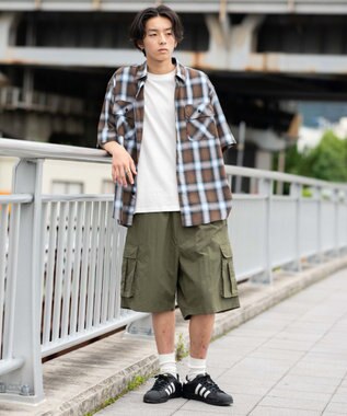 WEGO 【撥水/速乾/ウエストゴム/ユニセックス着用ITEM/MLサイズ展開】ナイロンイージーバギーカーゴショーツ オリーブ