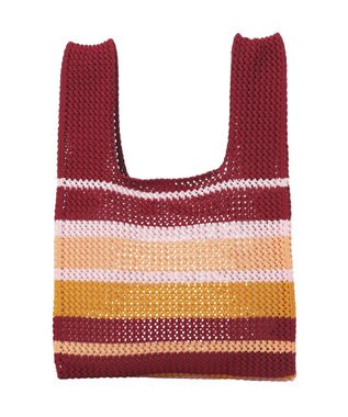 earth music&ecology マルチボーダーニットバッグ Red