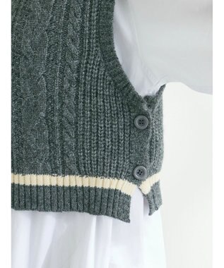 CRAFT STANDARD BOUTIQUE ２ＷＡＹケーブルニットベスト Gray