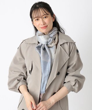 MOONBAT FURLA シルクカシミヤジャカードストール／幅55cm サックスブルー