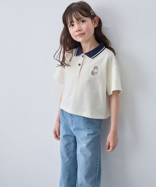 ANY KIDS 【洗濯機可能/吸汗速乾】ドライタッチ ショート丈ポロシャツ エクリュ