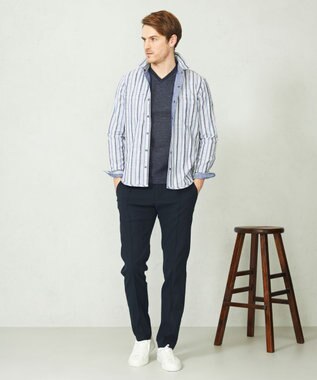 JOSEPH ABBOUD 【人気！1枚で2通りの着こなし】定番 リバーシブルシャツ ブルー系