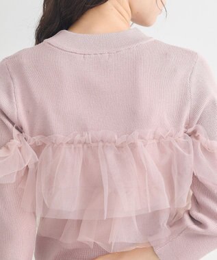 earth music&ecology 胸元チュールドッキングニットプルオーバー Pink