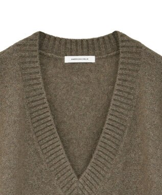 AMERICAN HOLIC ラメ入りＶネックニットベスト Mocha