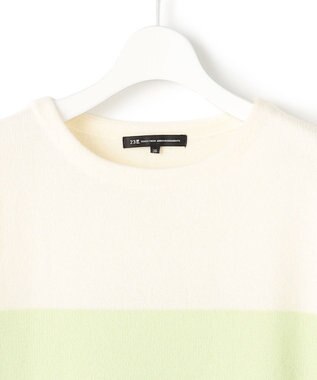 23区 S 【洗える】ウールカシミヤ カラーブロック チュニック ニット ライムグリーン