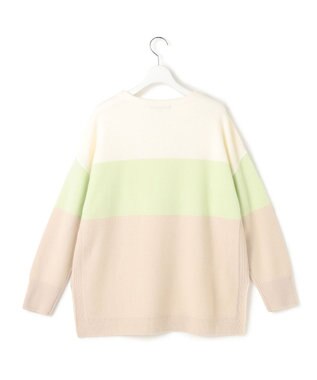 23区 S 【洗える】ウールカシミヤ カラーブロック チュニック ニット ライムグリーン