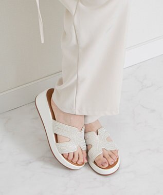 Bridget Birkin 【Bridget Birkin】サイドカットビジューウェッジミュールサンダル アイボリー