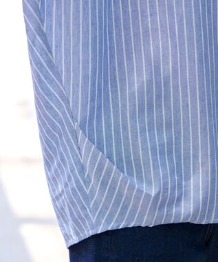 Tiaclasse 【洗える】 リネンミックススキッパーシャツ サックスストライプ