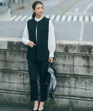 23区 【洗える】クリアストレッチ テーパードパンツ ネイビー系