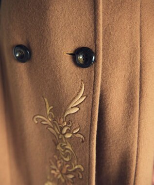 GRACE CONTINENTAL 刺繍ウールコート キャメル