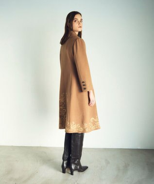 GRACE CONTINENTAL 刺繍ウールコート キャメル