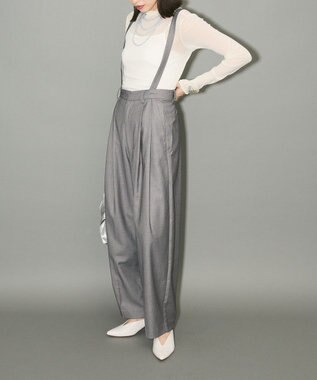 Green Parks サスペンダー付タックパンツ Gray