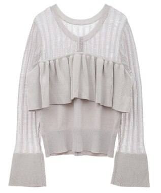 Green Parks ２ＷＡＹ　ラッフル切替ニットトップス Gray