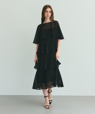 GRACE CONTINENTAL シフォンケープドレス