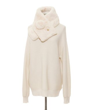 MOONBAT PAUL & JOE ACCESSOIRES フェイクファーポンマフラー オフホワイト